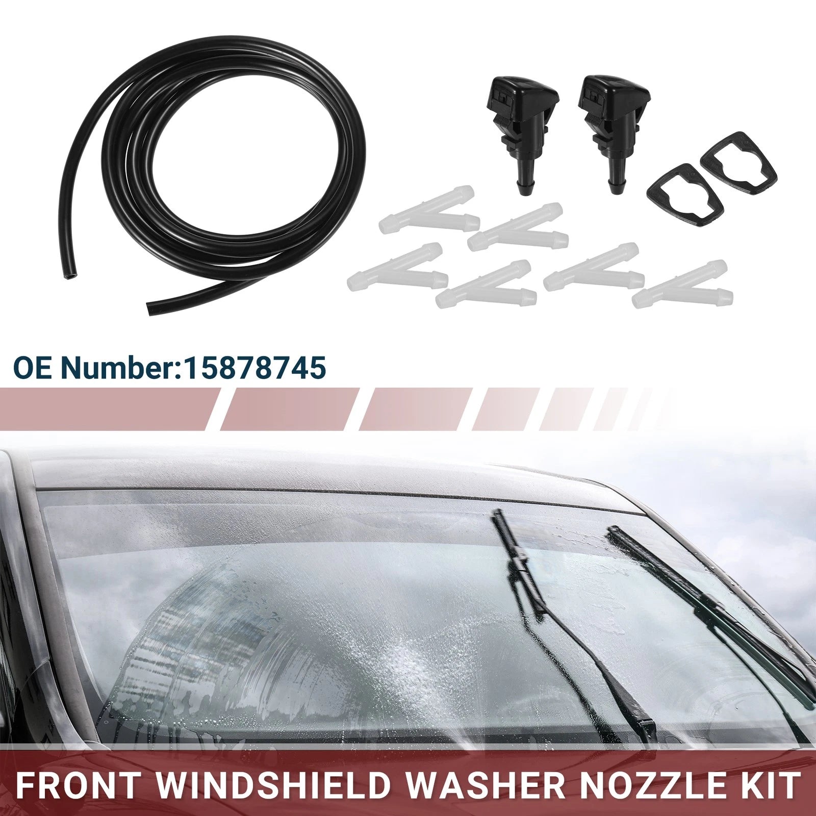 Windshield Washer Nozzle Set for GMC Envoy (2002–2009) with Hose & Connectors