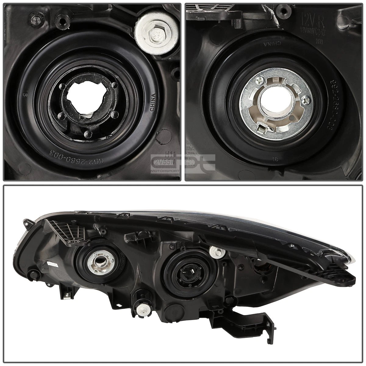Pair of Projector Headlights for Honda Accord (2013–2015) - Black Housing, Amber Corner
