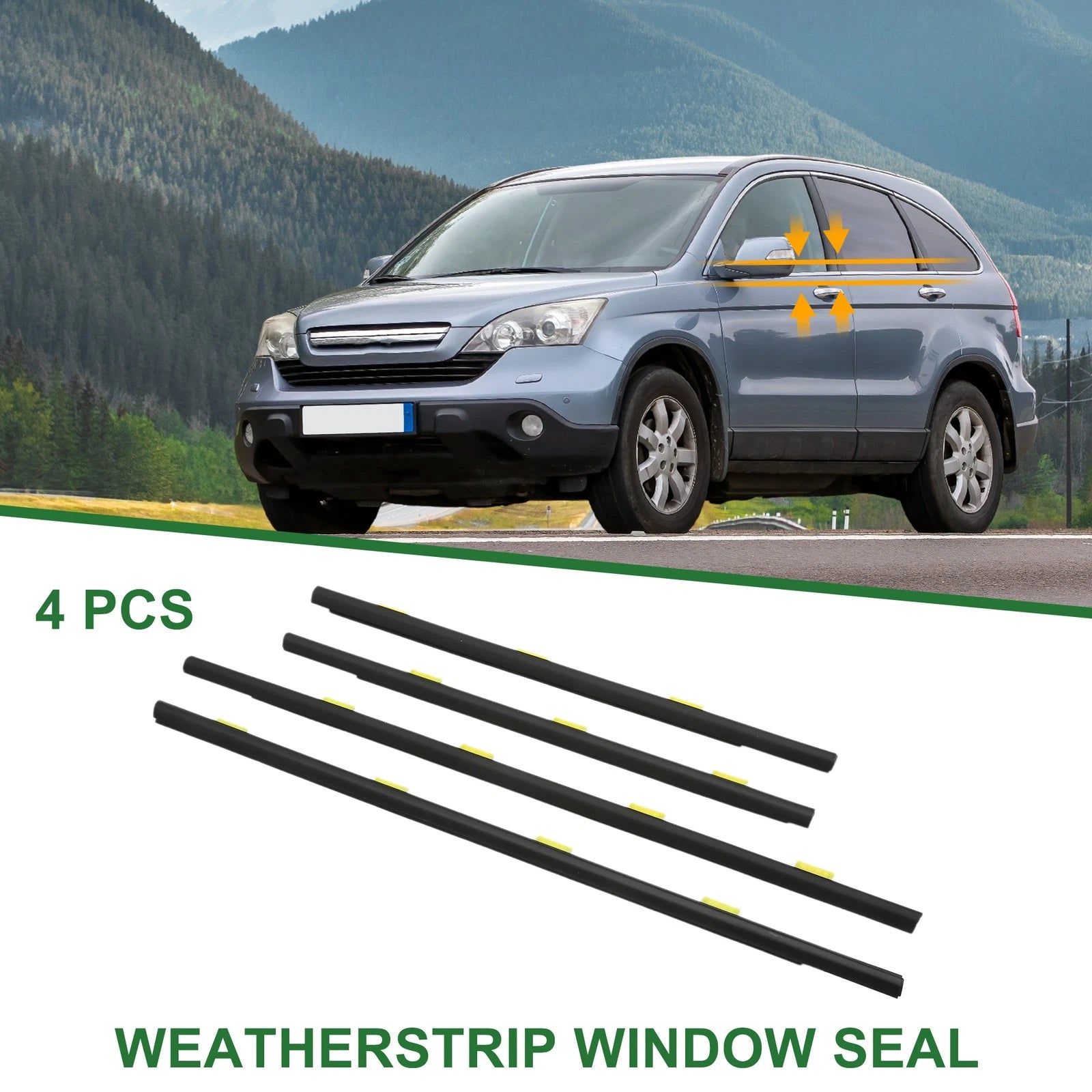 Set of 4 Weatherstrip Window Seal No.72450S9A003 for Honda CR-V (2002–2006)