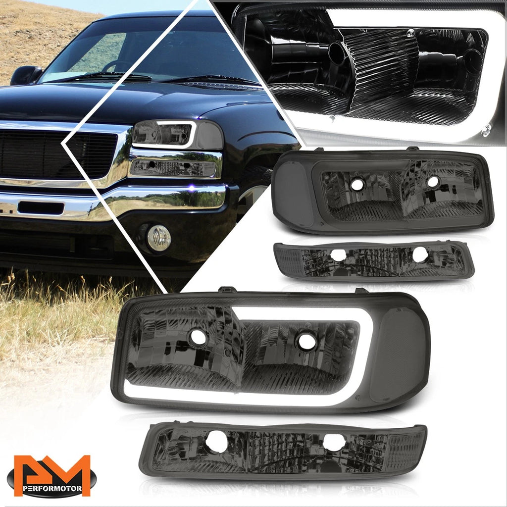 Set of 4 LED DRL Headlights w/ Bumper Lamp for GMC Sierra/Yukon XL (1999–2007)