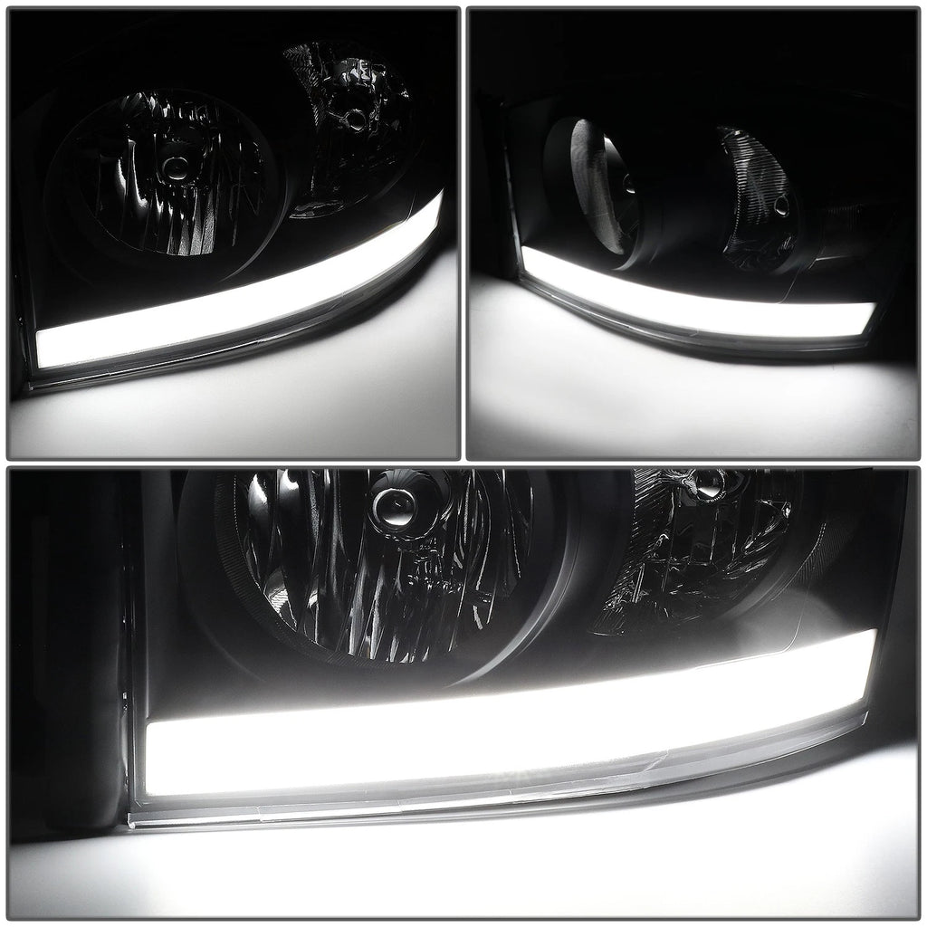 LED DRL Headlight for Dodge Ram Pickup (2006–2009) Black Housing Clear Side