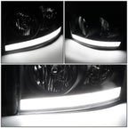 LED DRL Headlight for Dodge Ram Pickup (2006–2009) Black Housing Clear Side