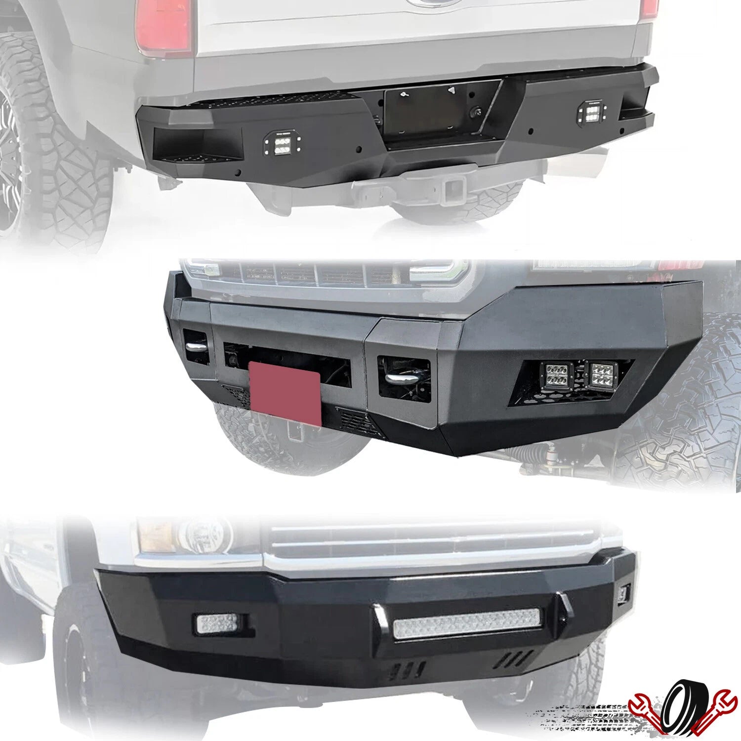 Front/Rear Bumper with LEDs for Ford F250 F350 (1999–2016)
