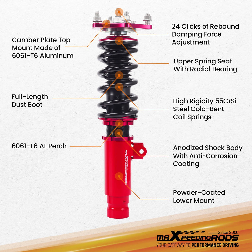 Coilovers Lowering Kit for Honda Civic (2016-2021) 24 Way Adjustable Damper