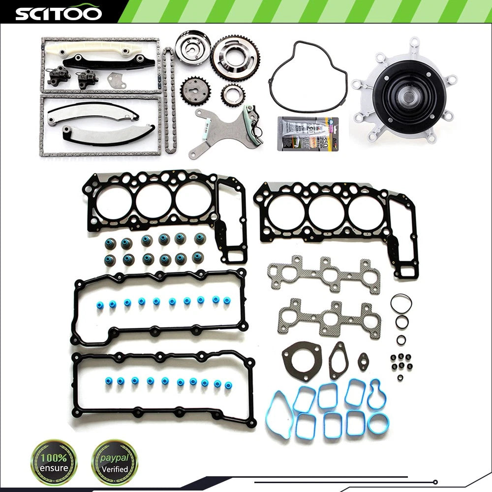 Engine Timing Chain Kit, Head Gasket Set, Water Pump for Jeep Dodge Ram 1500 (2002–2003)
