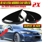 Glossy Black Rear View Side Mirrors Cap Cover with LED for Acura Integra (2023–2026)
