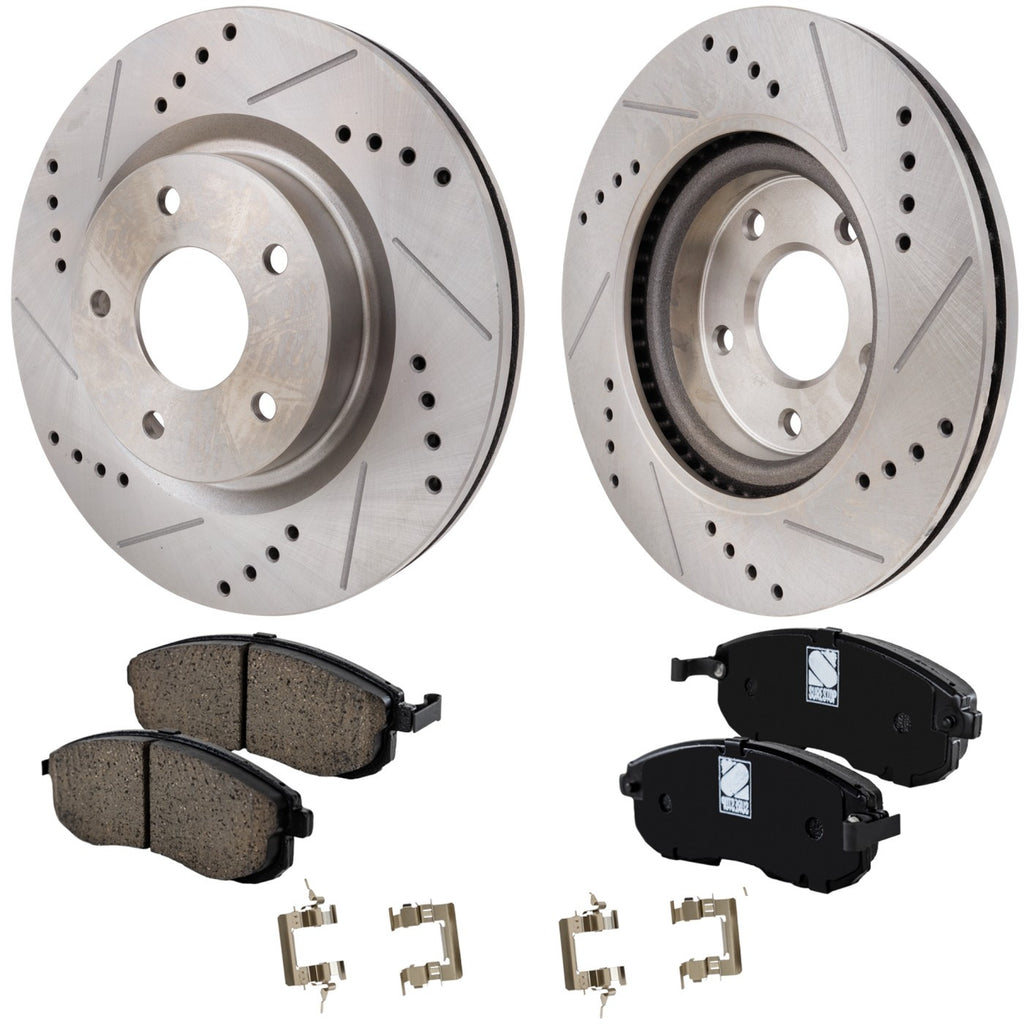 Disc Brake & Pad Kit for Nissan Altima (2007–2013) Cross-drilled