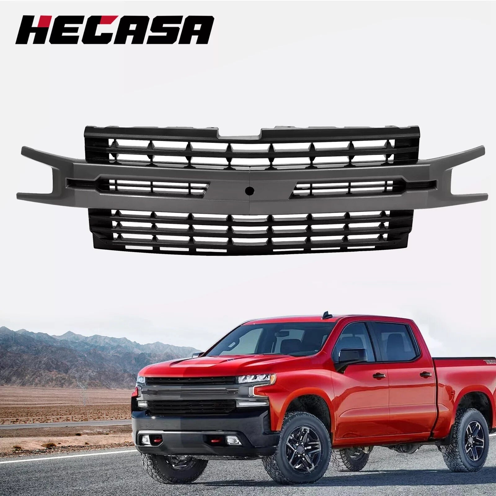 Front Bumper Hood Upper Grille for Chevrolet Silverado 1500 (2019–2022)