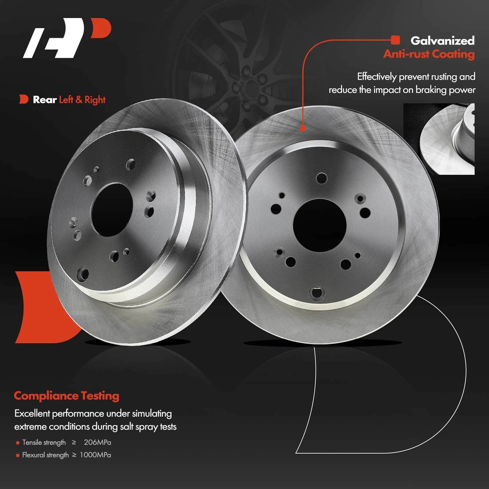 Rear Disc Brake Rotor & Pads + Brake Caliper for Honda CR-V (2005–2006)