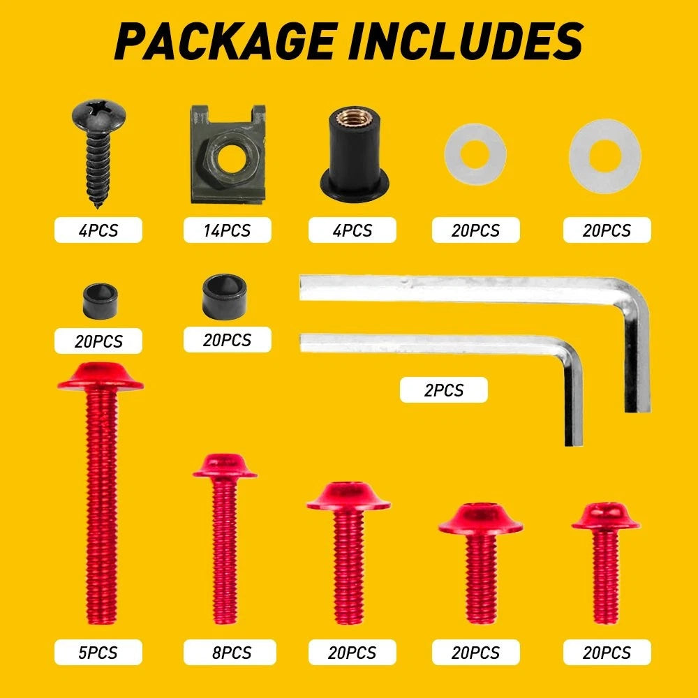 177PC Fairing Bolt Kit for Honda CBR600RR, CBR1000RR, CBR1100XX (2003–2020)