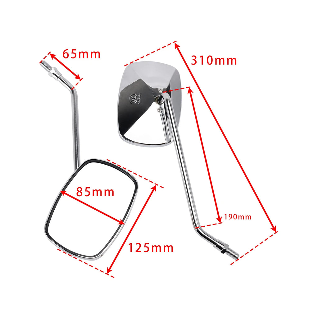 Set of 2 Chrome Rear View Mirrors for Piaggio Beverly 125 250 GT (2004–2008)