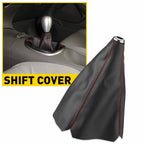 Shift Boot Cover for Universal Manual Shifter - Black Suede, Red Stitching
