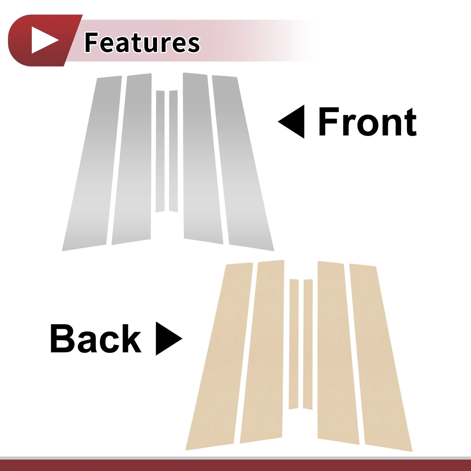 Set of 6 Car Door Pillar Window Trim for Nissan Altima (2019–2023) Chrome