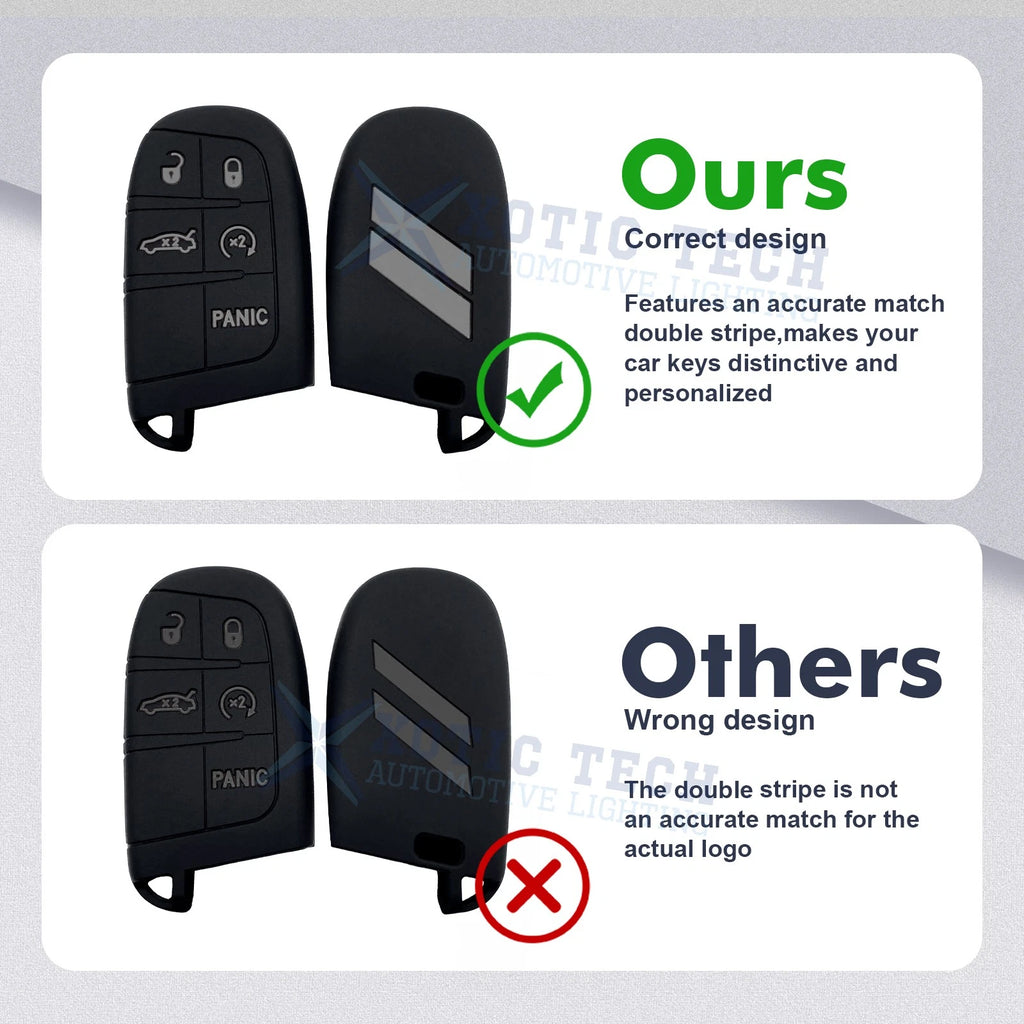Silicone Smart Key Fob Shell Cover for Jeep Chrysler Dodge (2014-Up)
