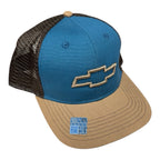 Trucker Mesh Hat Brown Teal for Chevrolet Chevy Bowtie (All Years)