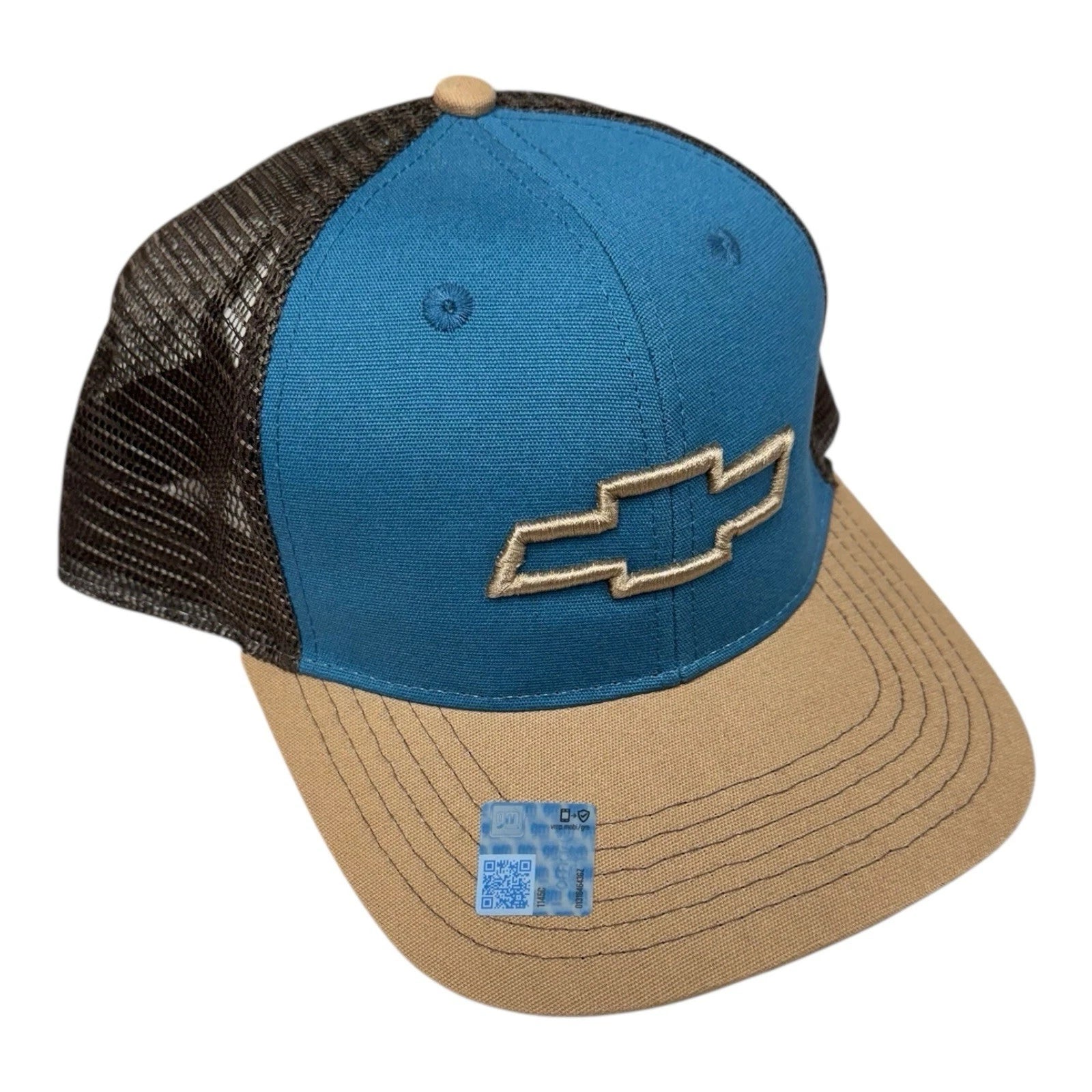 Trucker Mesh Hat Brown Teal for Chevrolet Chevy Bowtie (All Years)