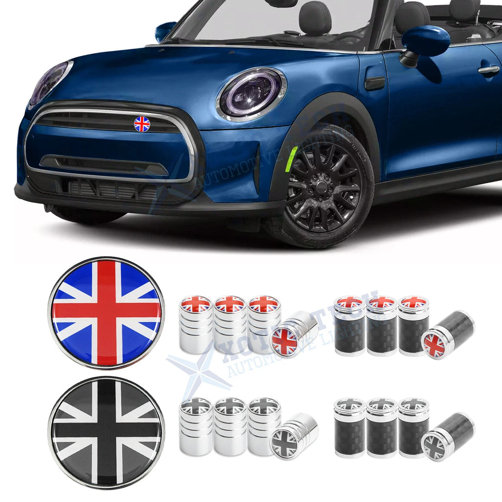 UK Flag Style Grill Badge Holder Sticker for Mini Cooper (—)