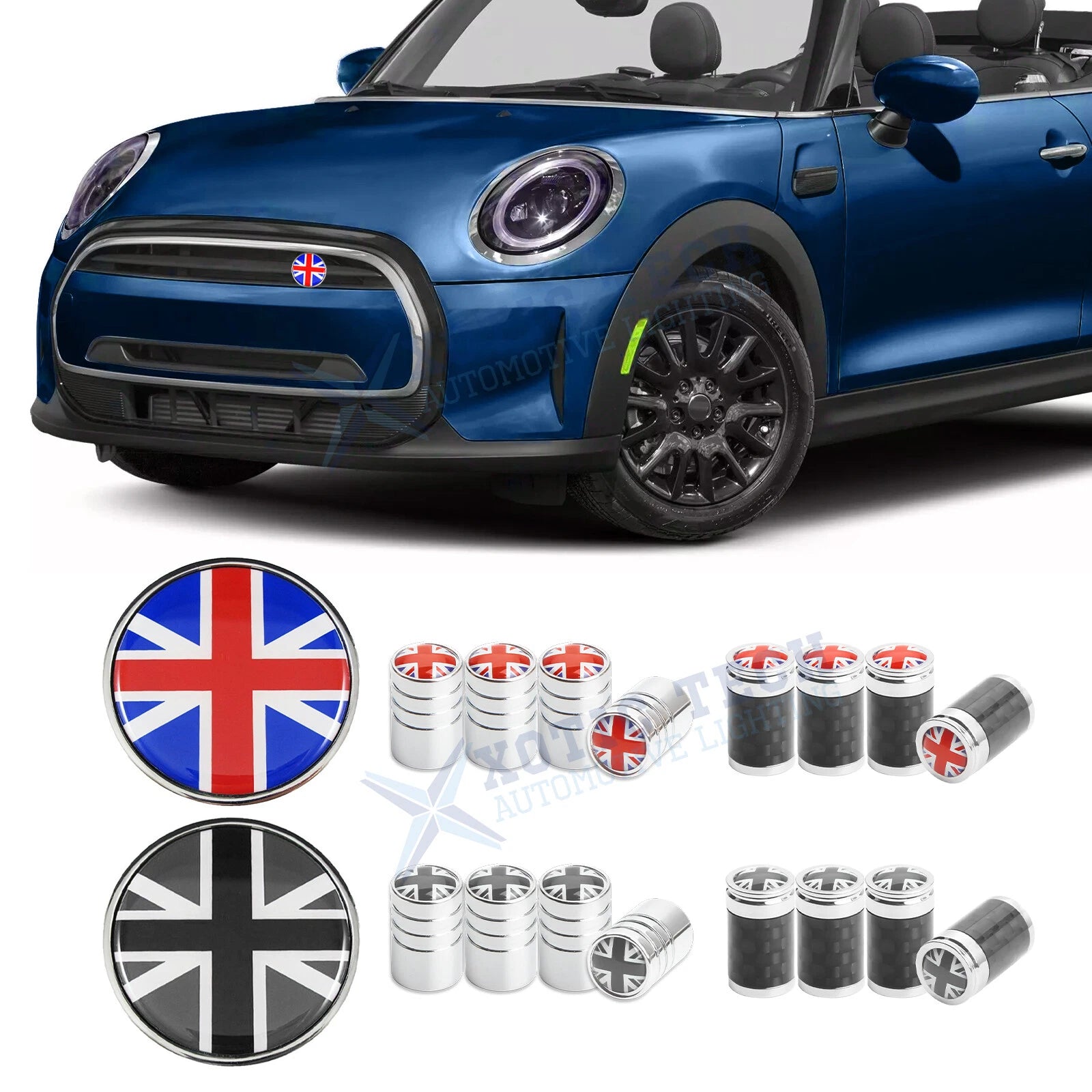 UK Flag Style Grill Badge Holder Sticker for Mini Cooper (—)