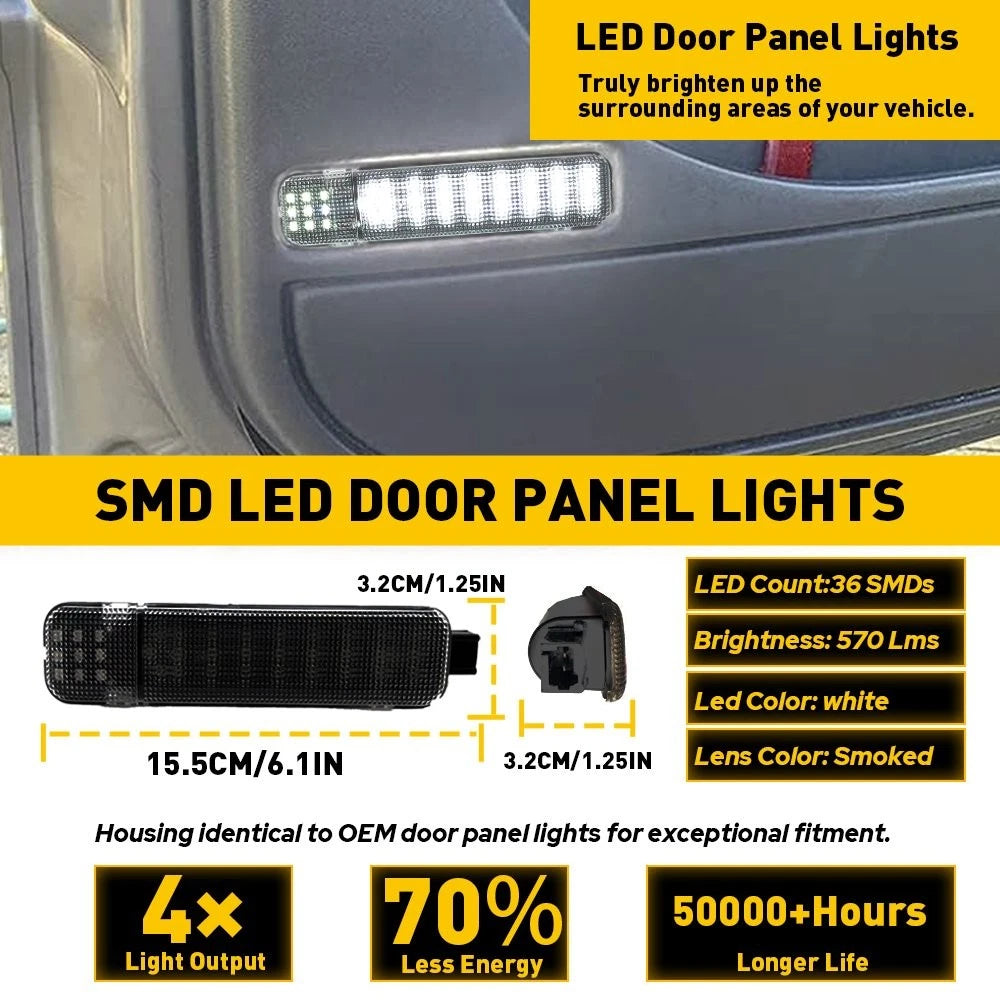 2X Smoked Interior Door Panel Courtesy LED Lamps for Chevrolet GMC (2015–2023)