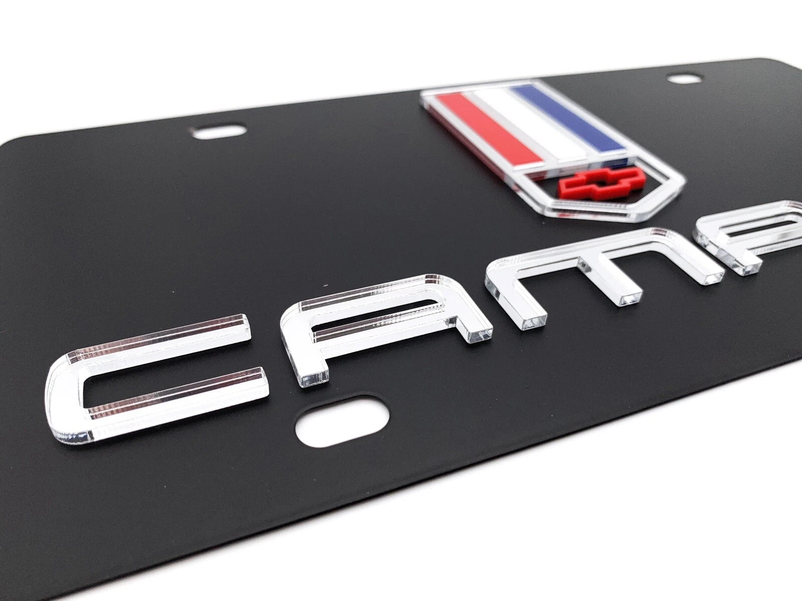 Emblem License Plate 3D Script Full Black for Chevrolet Camaro (2010–2015)