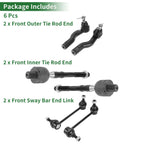 6pcs Front Suspension Kit Tie Rod End Sway Bar Link for Mercury Milan (2006–2009)