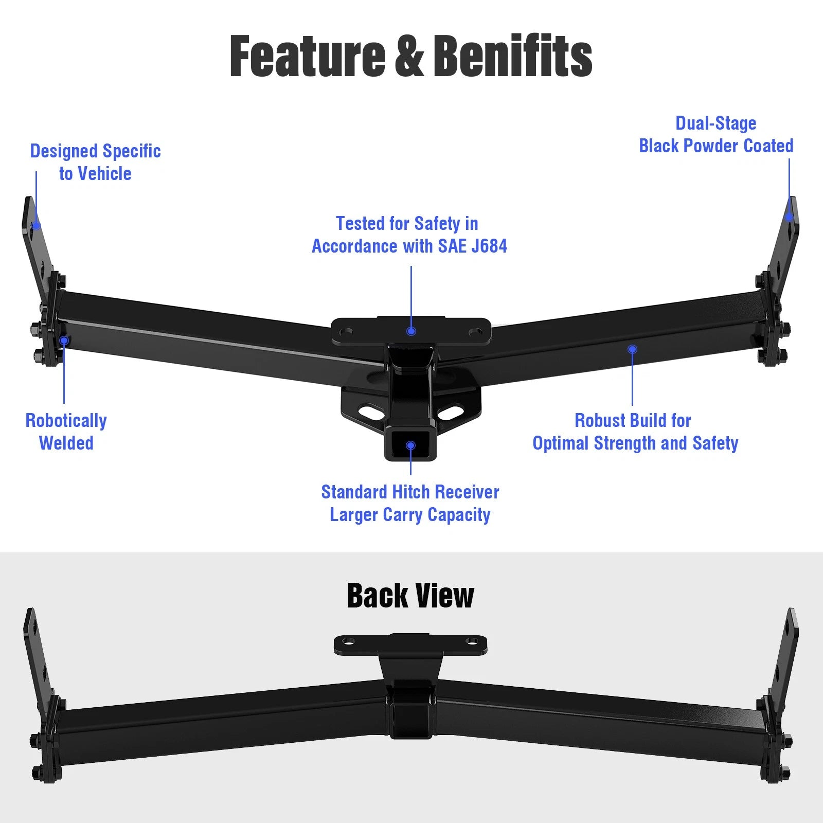 Towing Hitch Receiver Class 3 for Chevrolet Equinox (2005-2017)