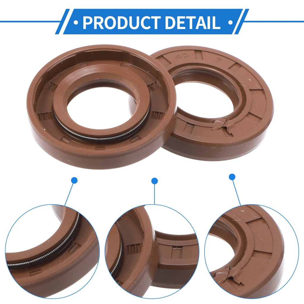 Set of 2 Oil Seal Rotary Shaft Seal FKM Rubber 20x40x7mm
