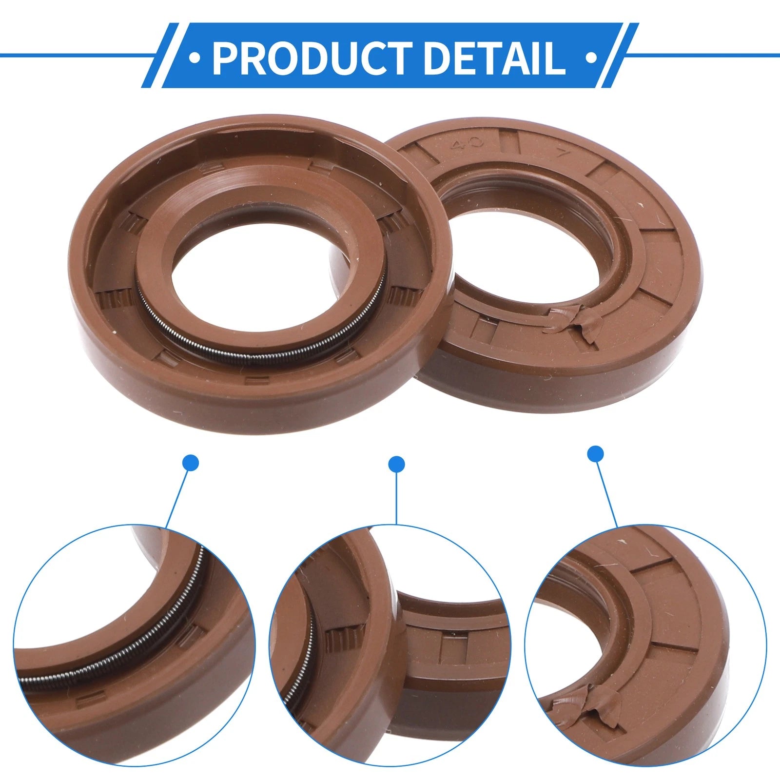 Set of 2 Oil Seal Rotary Shaft Seal FKM Rubber 20x40x7mm