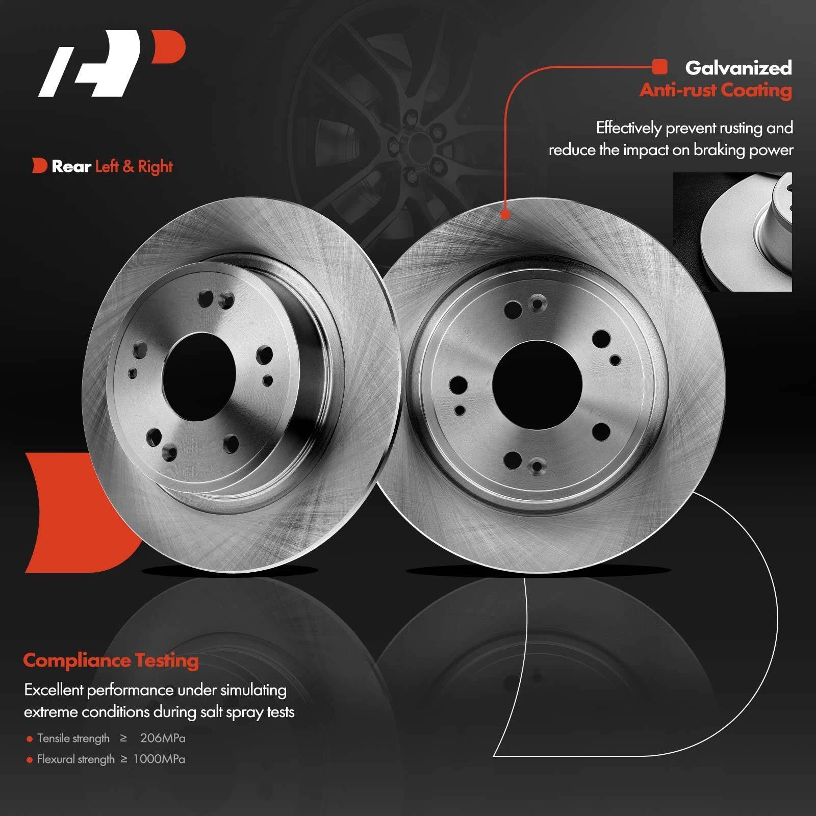 Rear Disc Brake Rotor & Pads for Honda Accord (2014–2017)