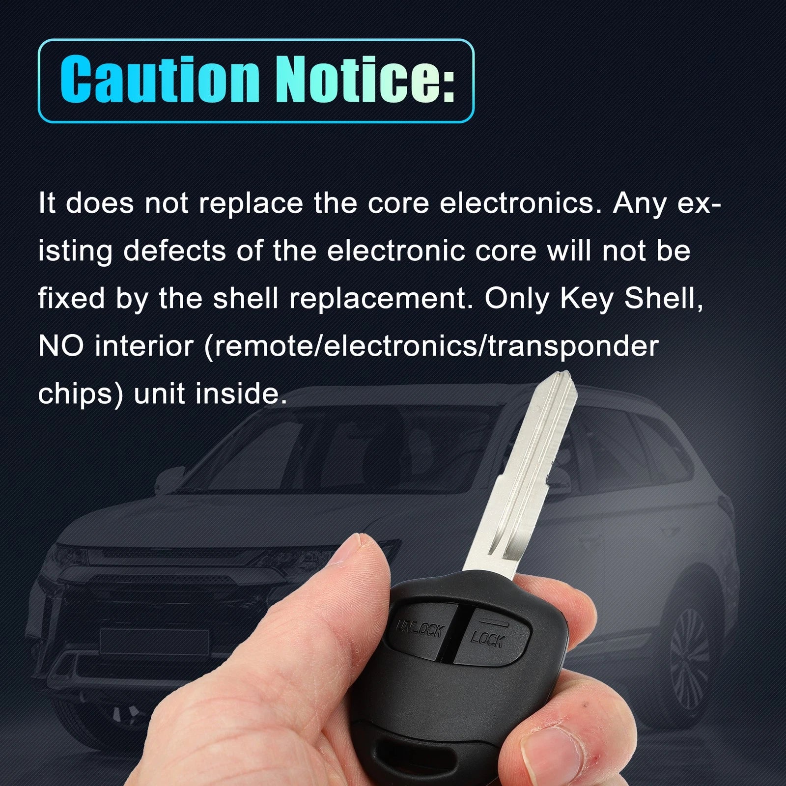 2 Button Keyless Entry Remote Key Housing for Mitsubishi (No Chip) 723115018530