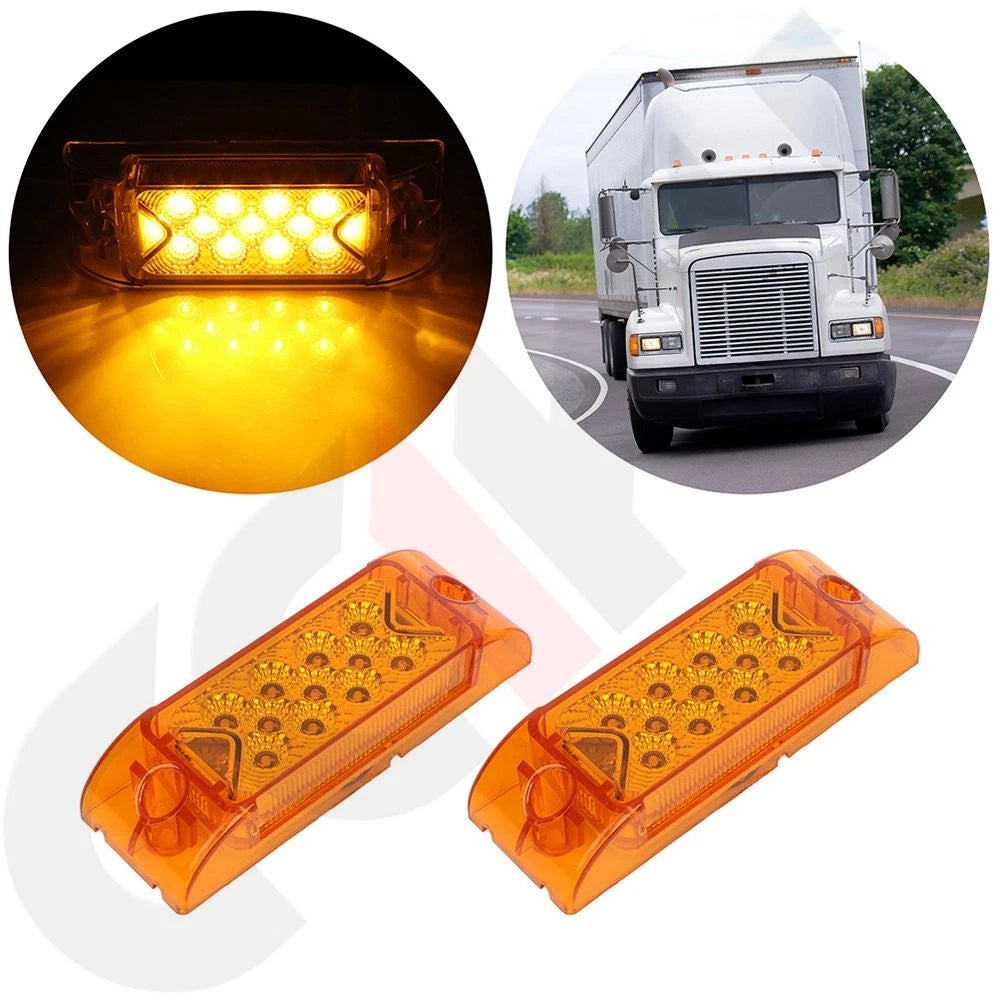 2X 6.1" Amber Side Marker Tail Light 12V 13 LED Universal