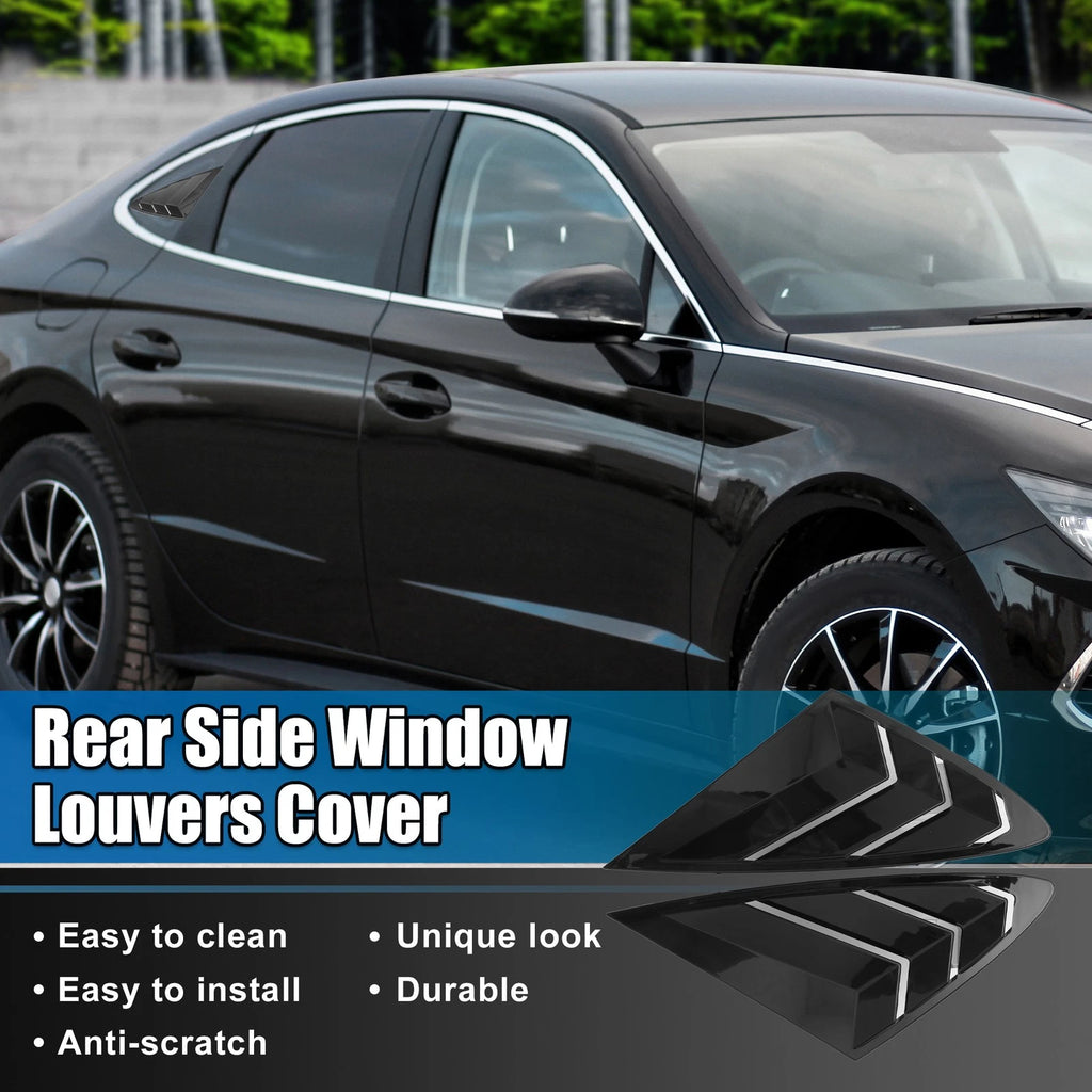 Pair of Rear Window Louver Shades for Hyundai Sonata DN8 (2020–2022) Gloss Black