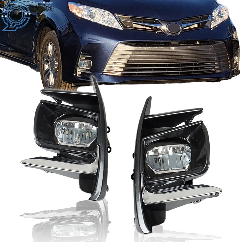 Fog Light Assembly for Toyota Sienna (2018–2020) LED DRL with Switch and Wiring