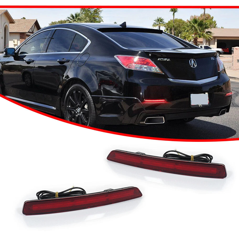 2X Red LED Rear Bumper Reflector Tail Lights for Acura TL (2012–2014)