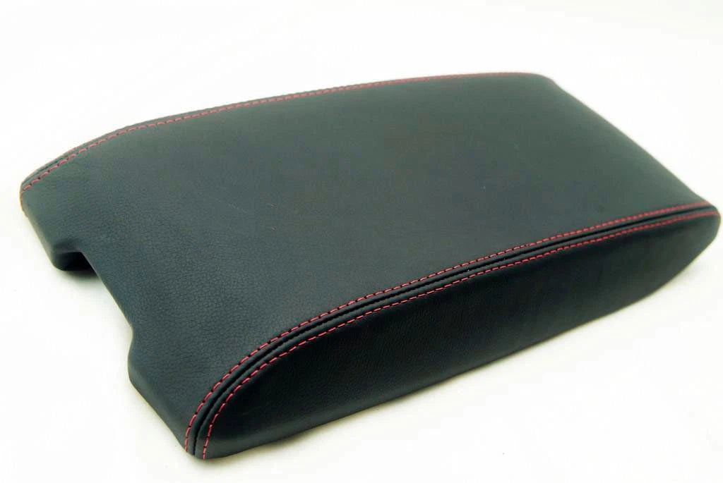 Leather Synthetic Console Armrest Cover for Chrysler 300 (2005–2007) Red Stitch