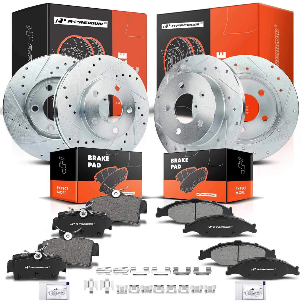 Drilled Brake Rotors & Brake Pads Set for Ford Mustang (1994–2004)