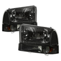 Headlight Lamps for Ford F250/F350 Super Duty (1994–2004) Smoked Housing Amber Corner
