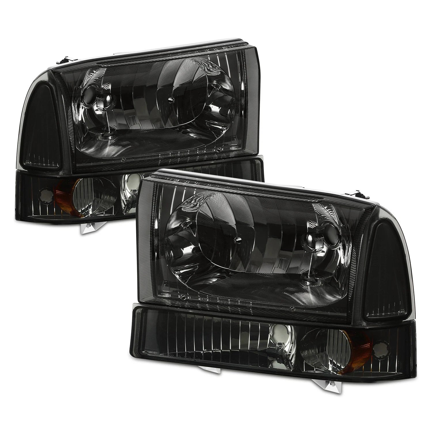 Headlight Lamps for Ford F250/F350 Super Duty (1994–2004) Smoked Housing Amber Corner