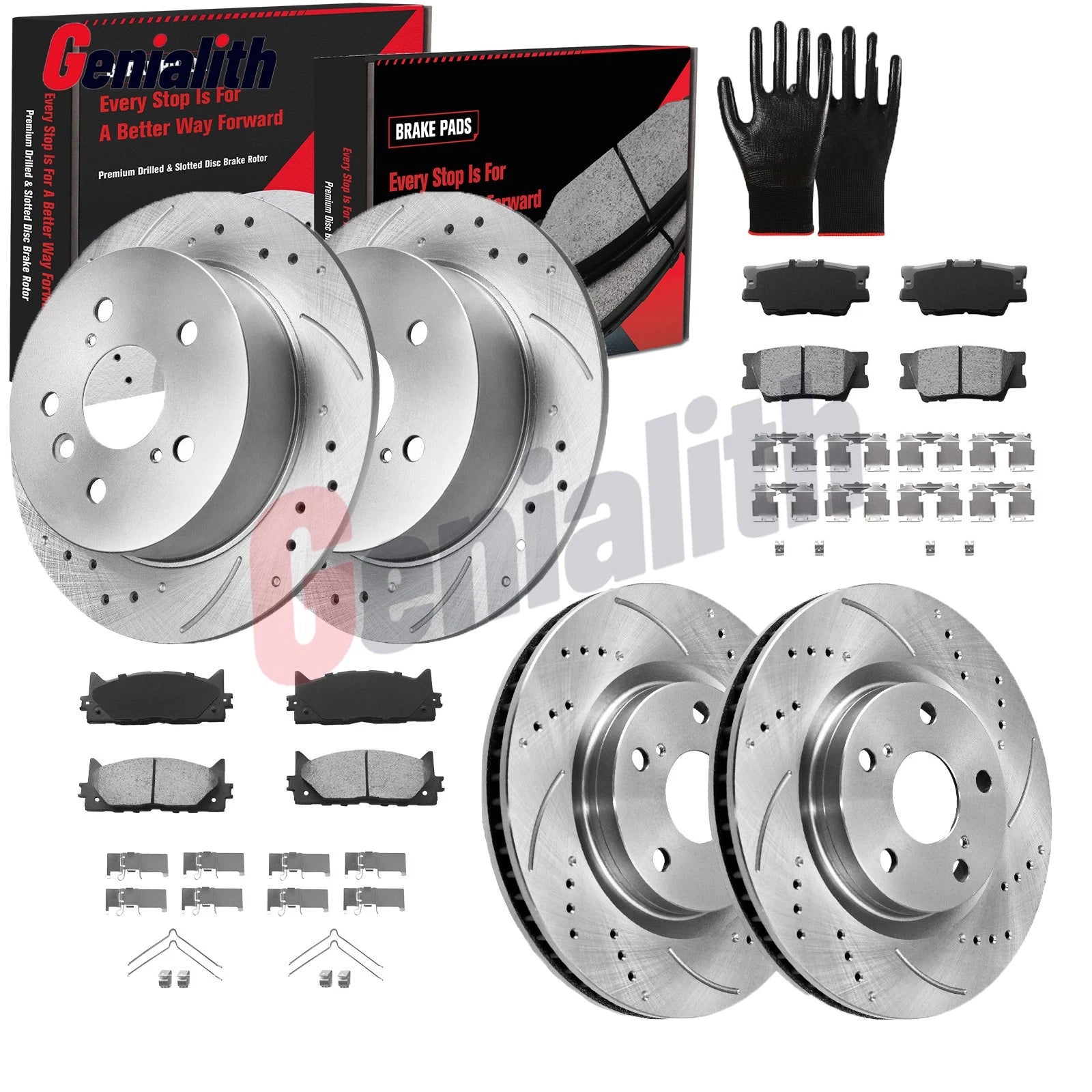 Set of 2 Drilled Rotors & Pads for Toyota Camry Avalon Lexus ES350 (2007–2011)