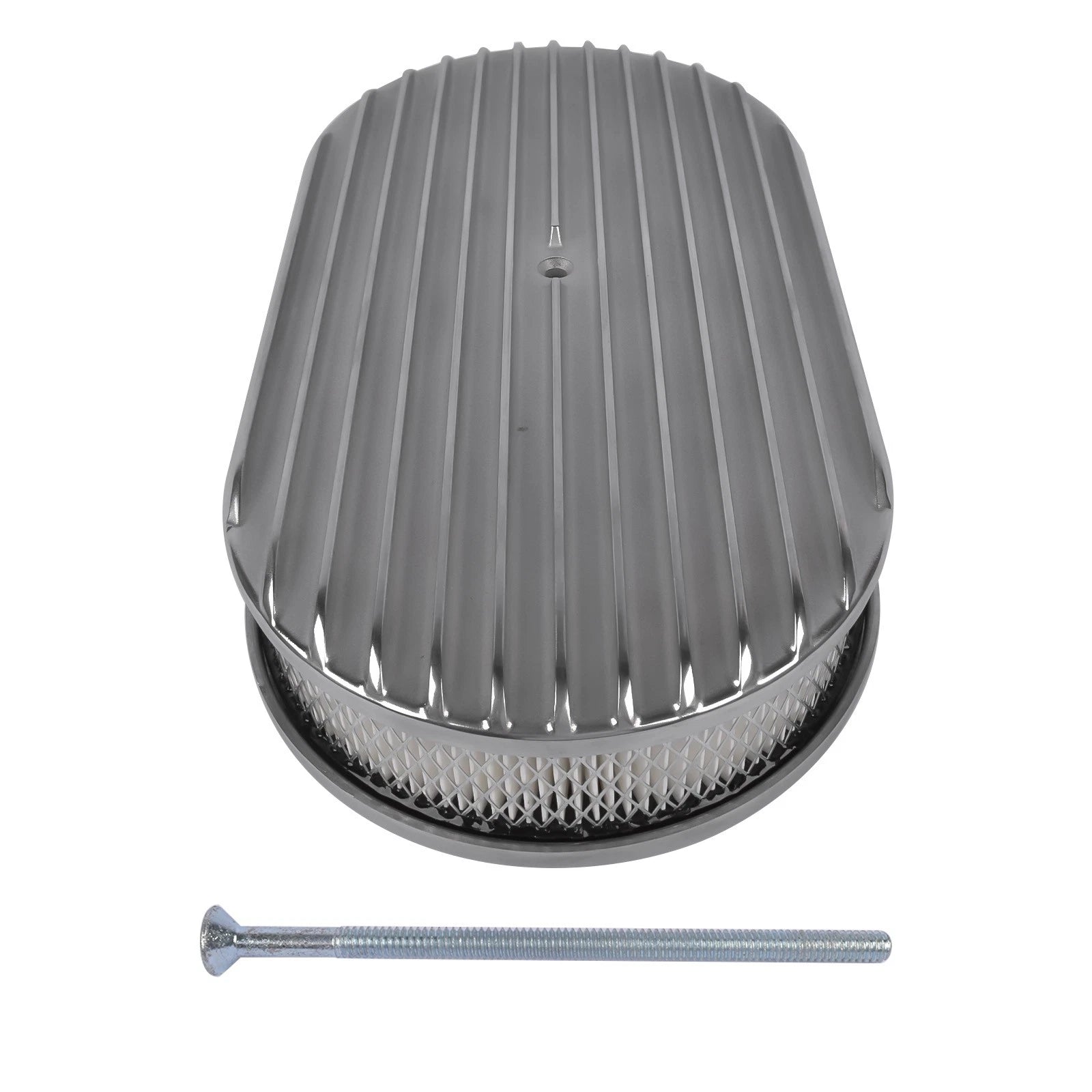15" Oval Polished Aluminum Air Cleaner Filter for SBC BBC 350
