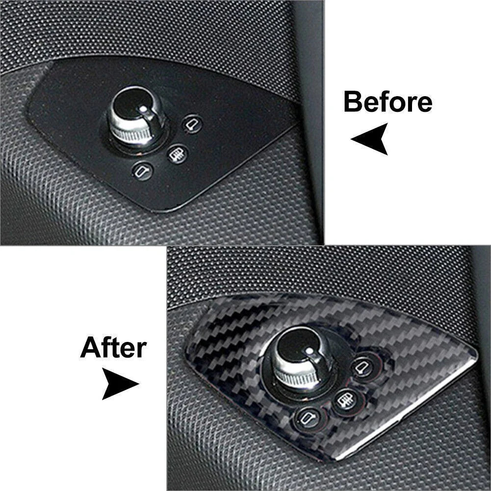 Carbon Fiber Black Interior Door Lock Button Cover Trim for Audi TT TTRS (2008-2014)