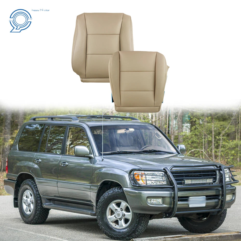 Set of 2 Front Seat Covers for Toyota Land Cruiser (1998–2007) Leather Tan