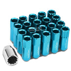 Open-End Aluminum Sky Blue Lug Nuts Set of 4 + Adapter M12x1.25 for Vehicles