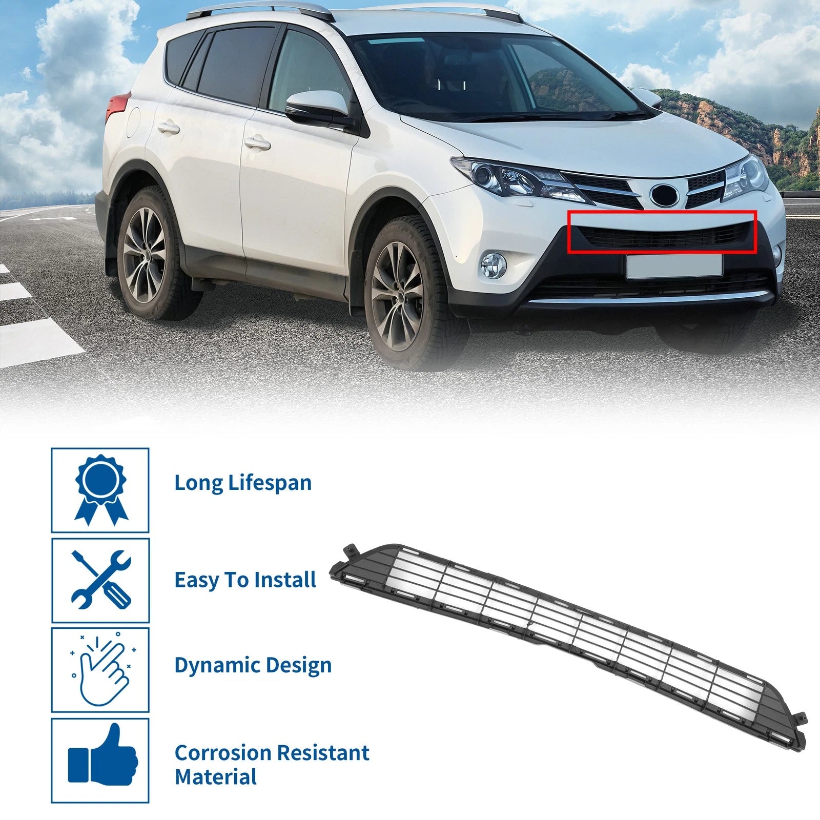 Front Hood Bumper Grille for Toyota RAV4 (2013–2015) No.531120R030 Black