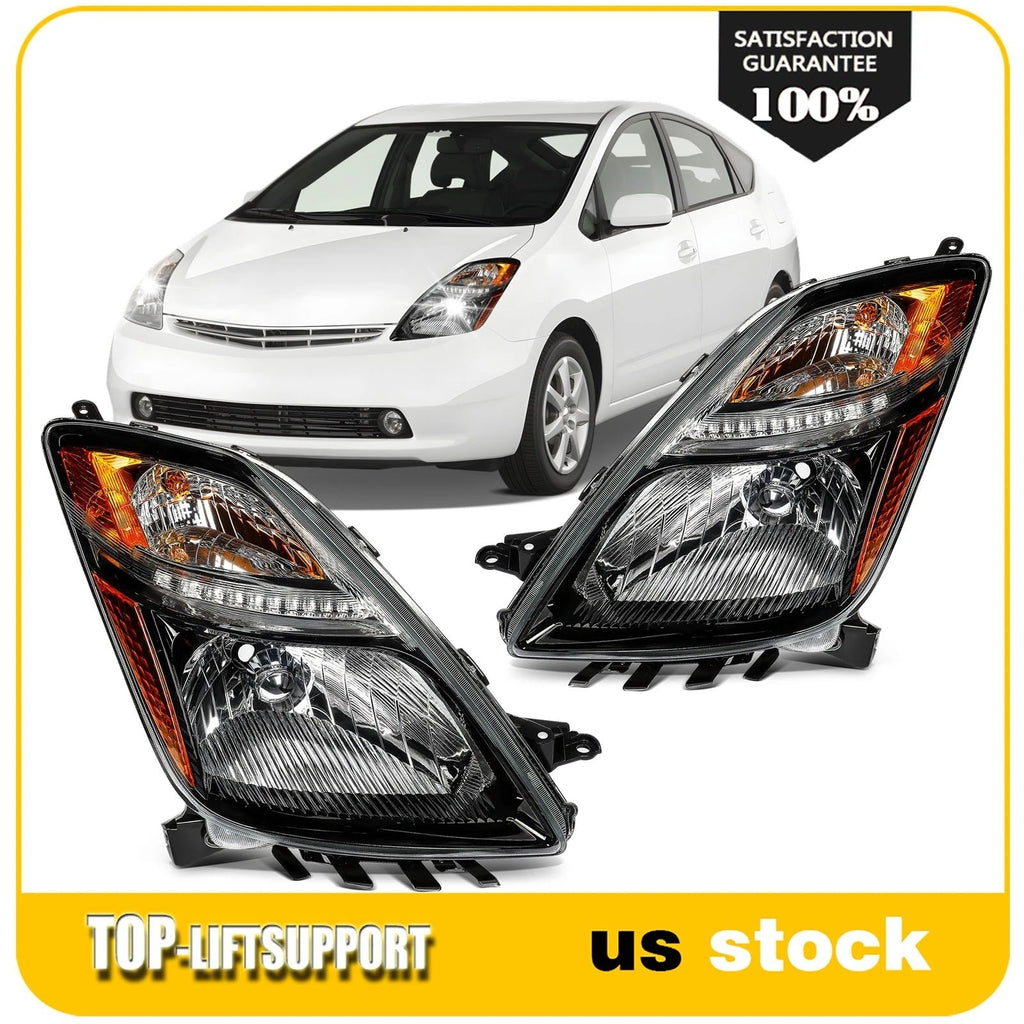 2X Headlight Assembly for Toyota Prius (2006–2009) Black Housing
