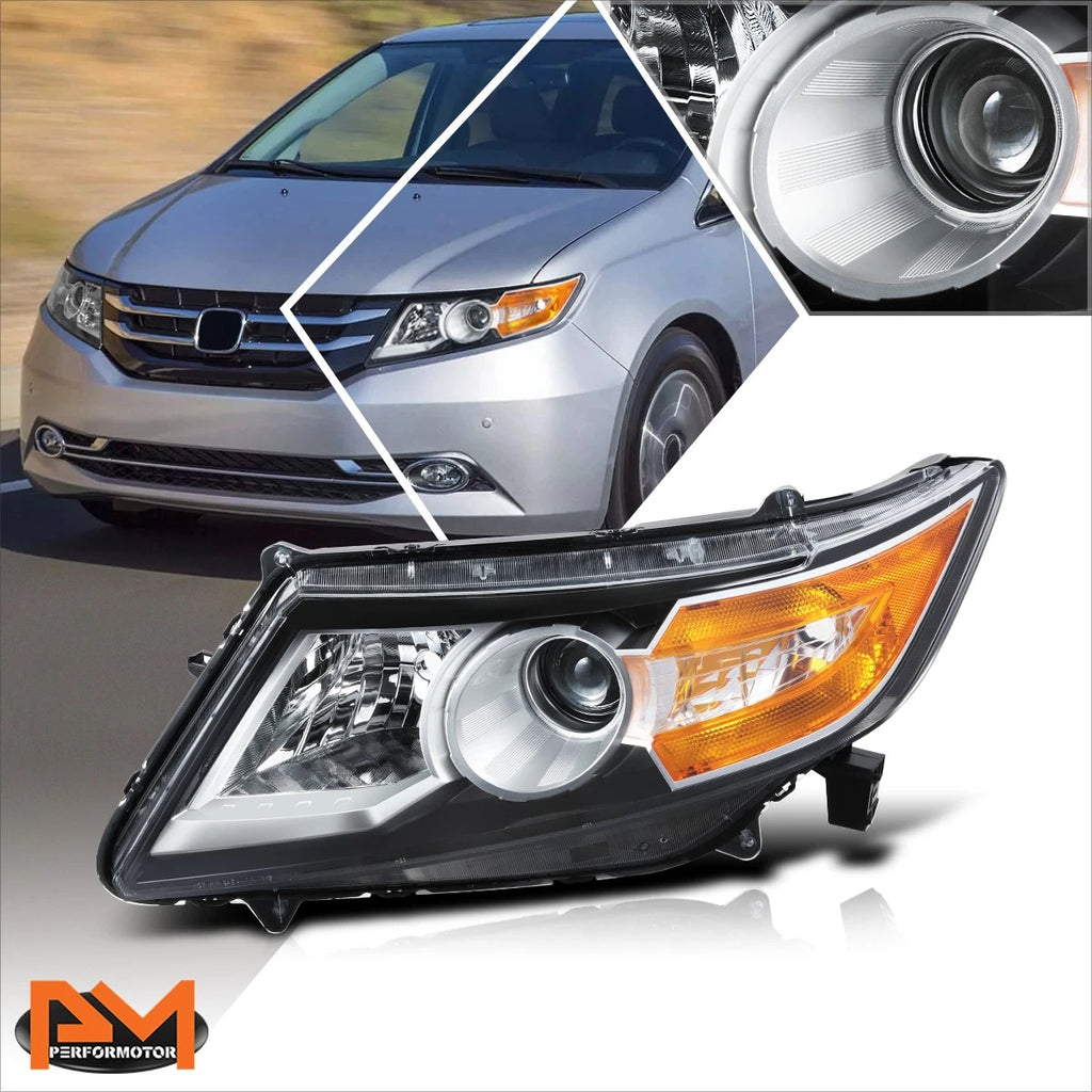Driver Side Projector Headlight Lamp Black for Honda Odyssey (2014–2017)