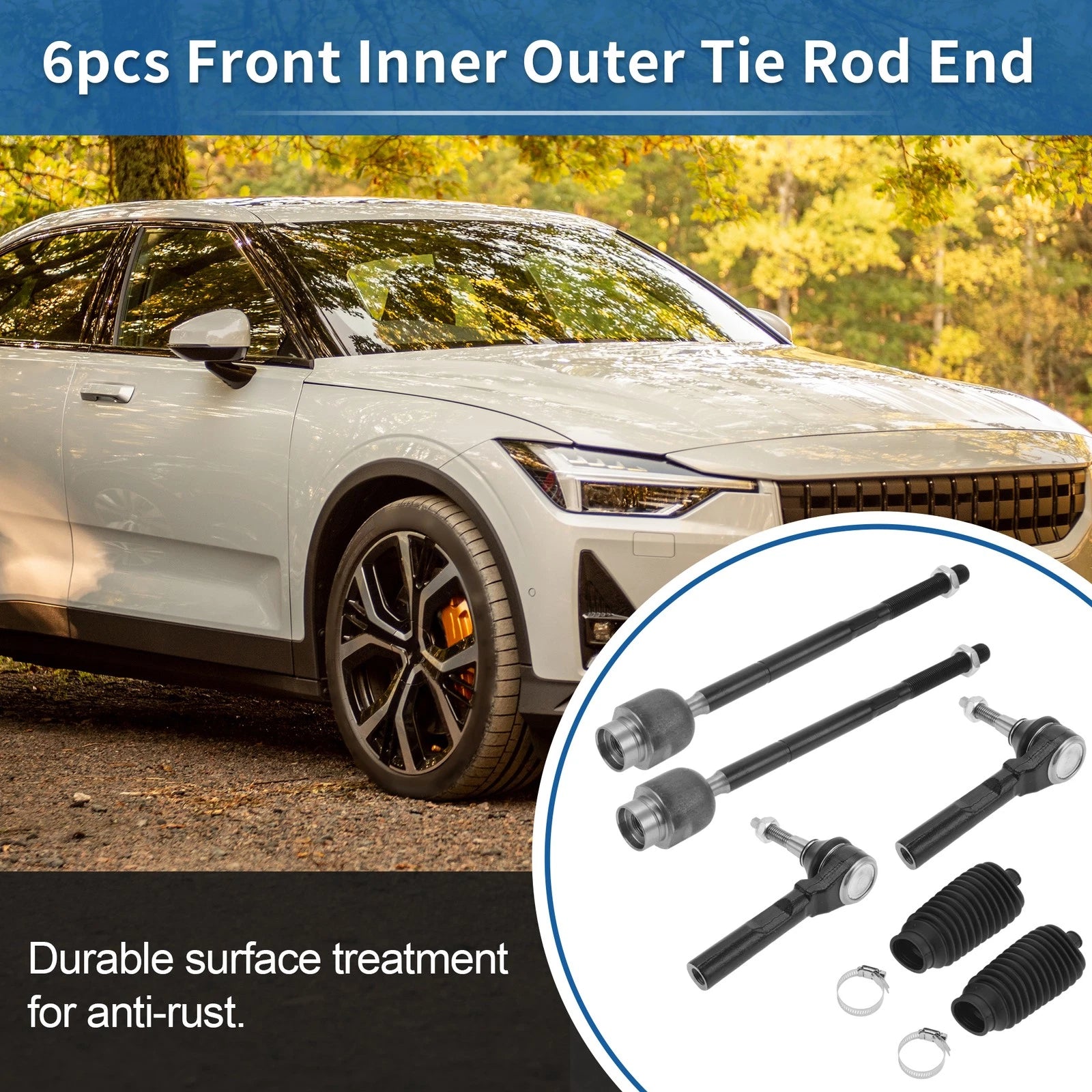 6pcs Front Inner Outer Tie Rod End Link for Pontiac G6 (2005–2010) No. ES800086