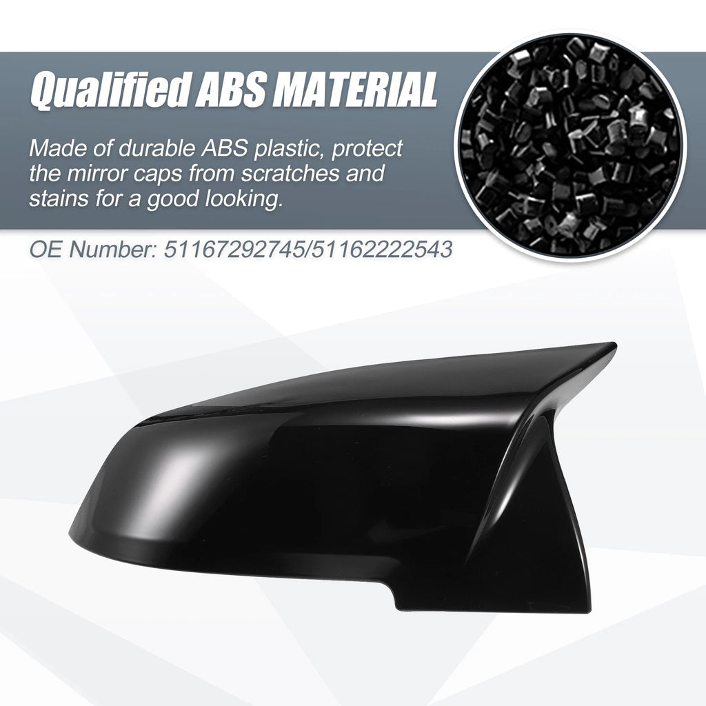 Pair Rearview Mirror Cover Caps Gloss Black for BMW F20 F22 F23 F30 F31 F32 X1
