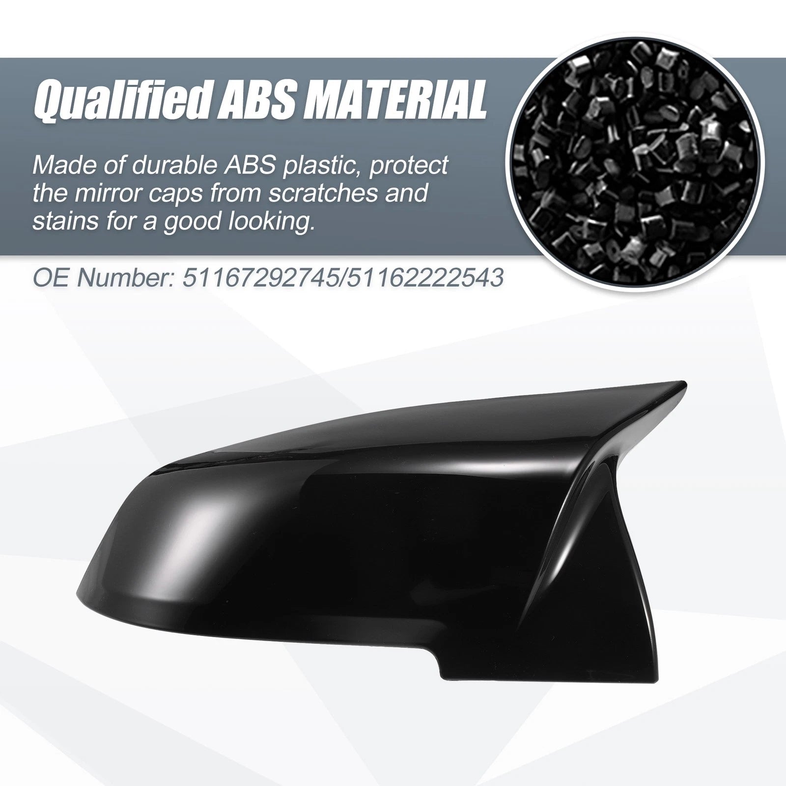 Pair Rearview Mirror Cover Caps Gloss Black for BMW F20 F22 F23 F30 F31 F32 X1