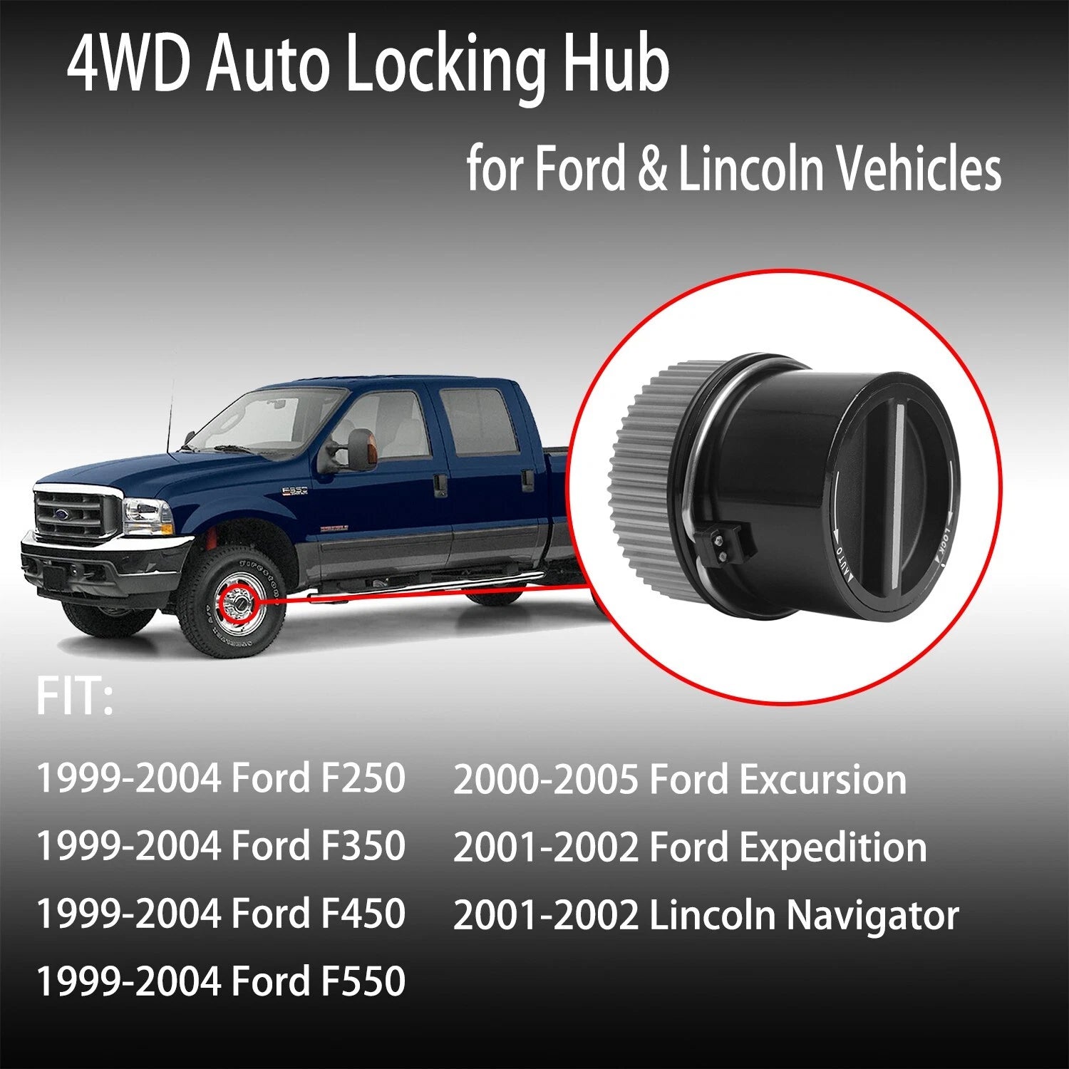 4WD Automatic Front Locking Hub for Ford F250 F350 F450 F550 (1999–2004)